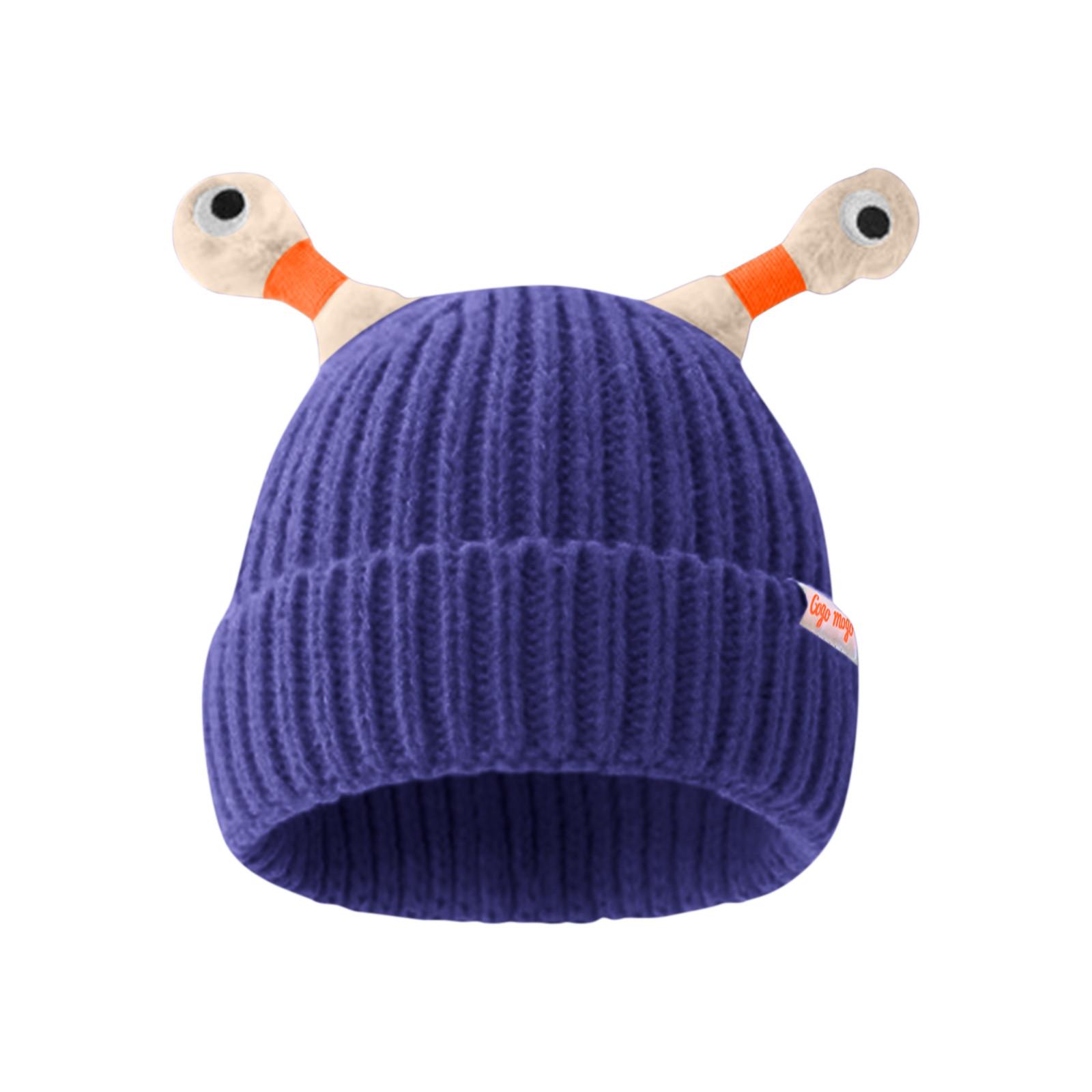 

Зимняя светящаяся вязаная шапка для родителей и детей One Size синий