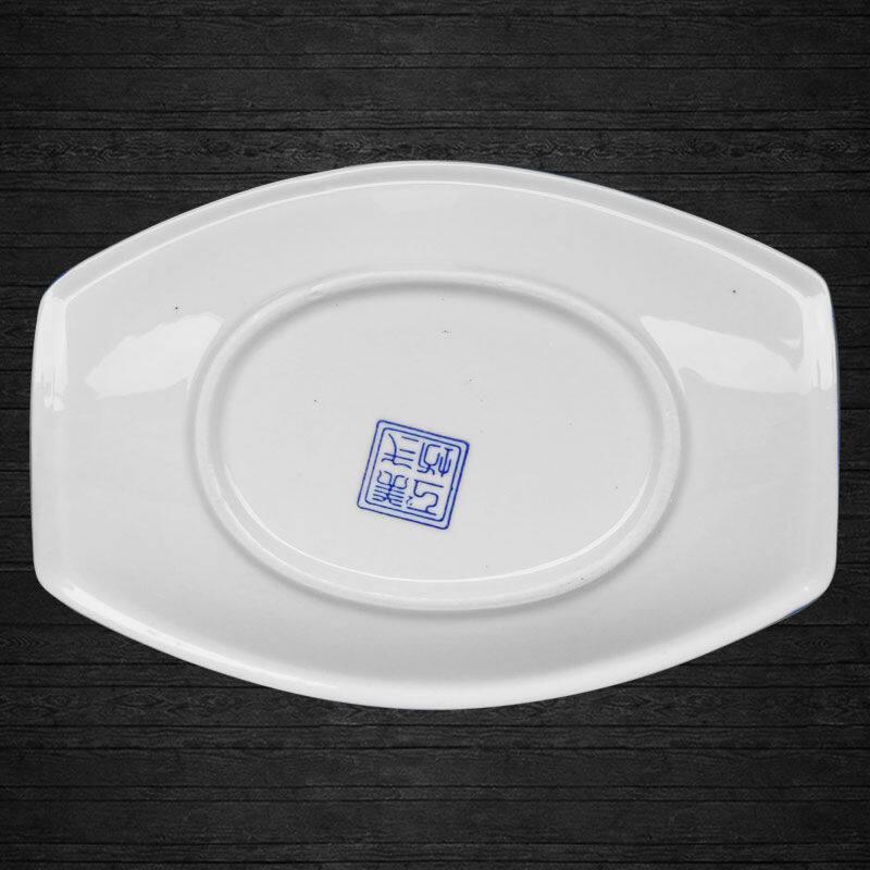 Ceramic Broccoli Plate - Blue & White Porcelain Chinese Style Dish