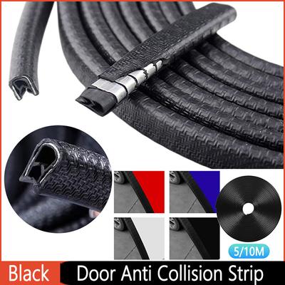 5/10M Black Car Door Anti Collision Strip Bumper Trim Edge Scratch Protector Strip Sealing Guard Styling Car Decor Sticker