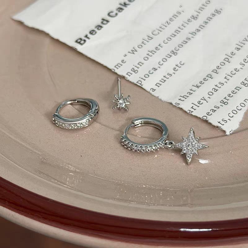 Sweet Bowknot Tassel Ear Bone Nail For Women Korean Bling Zircon Earrings Stainless Steel Accessories Jewelry