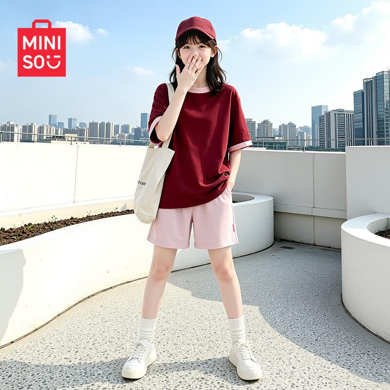 MINISO Girls 2026 Summer Sporty T-shirt & Shorts Set 130