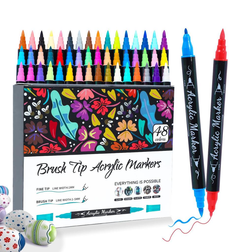 Double-Headed Acrylic Marker: Layered Doodle Pen Tip, Quick-Drying, Waterproof, Colored Marker.