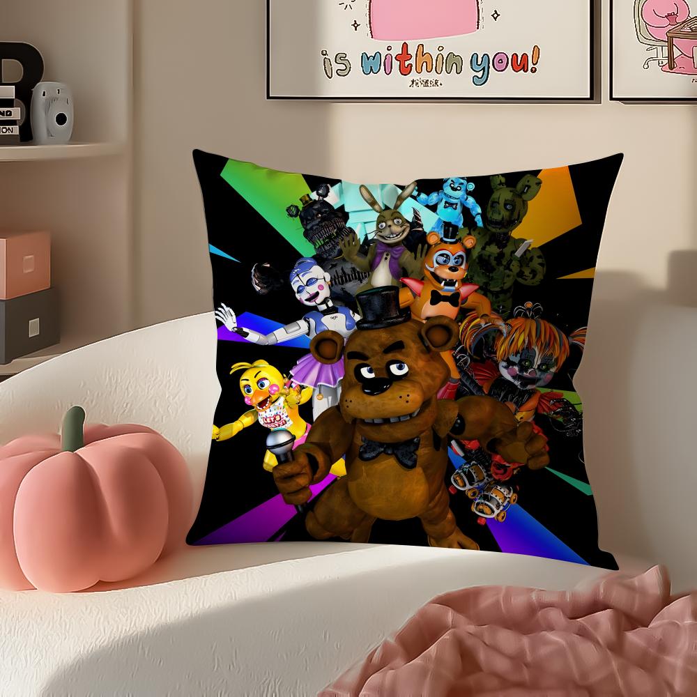 Horror Game FFive Nights At Freddys Cushion Cover Pillowcase Short Plush Invisible Zipper Room Sofa Cushion Cover