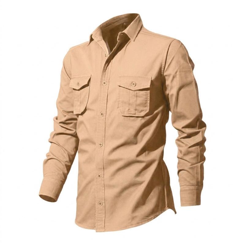 Men's Multi-Pocket Casual Long Sleeve Shirt for Men