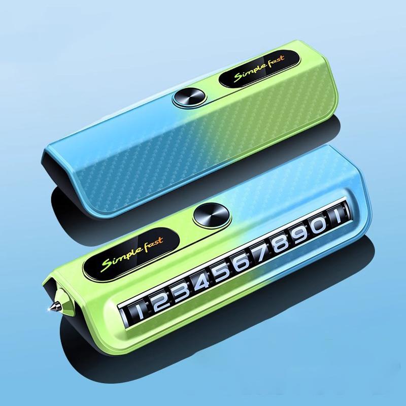 

Multi-Functional Auto Parking Number 2-In-1 Safety Window Breaker Interior Phone Number Car Decoration Temporary License Plate 124.5MM зелёный