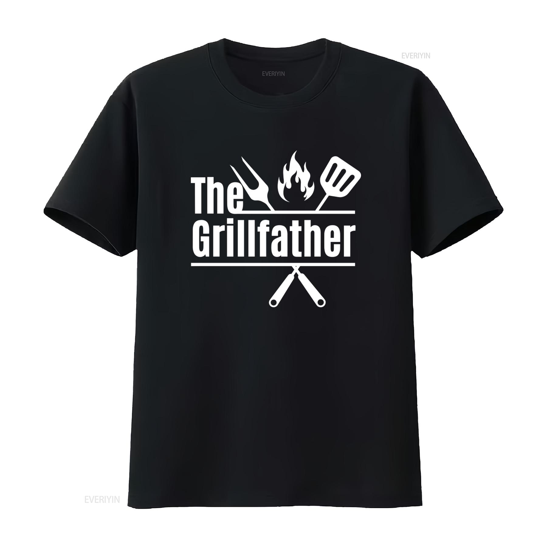 

The Grillfather Mens T Shirt Perfect Fathers Day for Grill Masters BBQ Lovers Dads vintage Washed designer clothes Casual 4XL