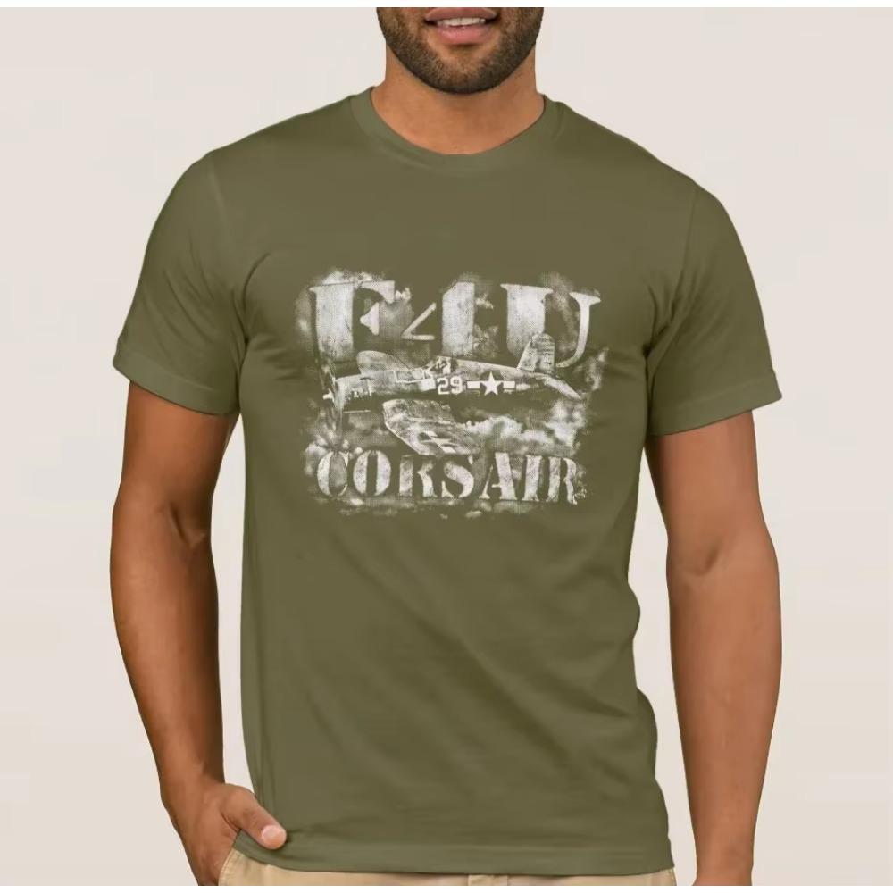 Retro F4U Corsair Fighter Aircraft T-Shirt 100% Cotton O-Neck Summer Short Sleeve Casual Mens T-shirt Size S-3XL