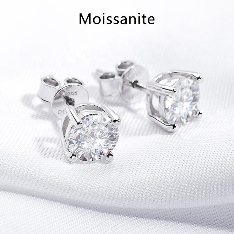0.1-3CT Test Passed Moissanite Studs Earrings for Men Women Copper Platinum Plated Bride Wedding Diamond Studs GRA