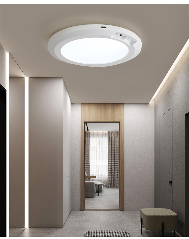 Wireless LED Ceiling Light with Motion Sensor & Remote, USB Rechargeable for Hallway, Cloakroom, or Balcony.