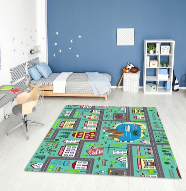 City Road Play Rug Soft Non-Slip Kids Area Rug Retro Home Decoration