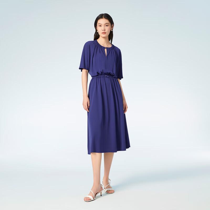 

OVVOVV Elegant Pleated Short Sleeve Dress L
