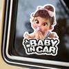 2pc Baby in Car- Youngsters Safety Vinyl Decals 4.13''x5.91''- Baby on Board Waterproof Stickers for Car Windows, Bumper & Rear Window - to Alert