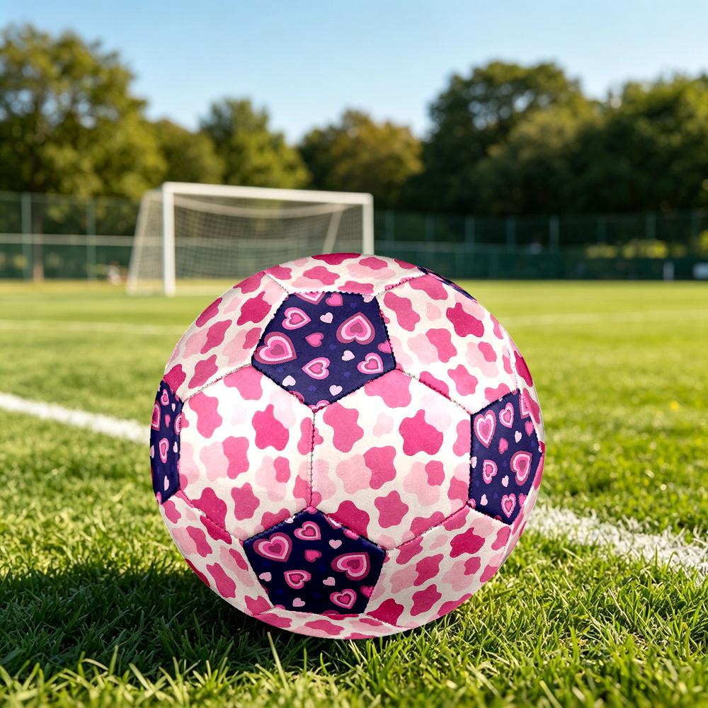 1PC Abstract Pink Shapes Hearts Soccer Ball Size 5 Football Machine Sewn Indoor/Outdoor Universal Football A112