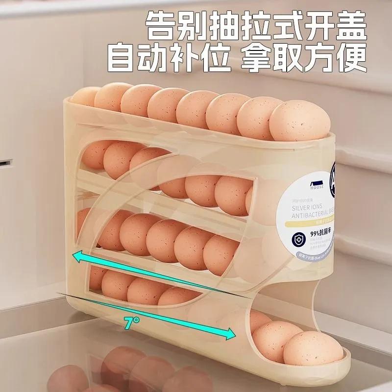 Egg Storage Container Rolling Design Refrigerator Kitchen Egg Holder Stackable Space Saving Egg Organizer for Fresh Egg Storage