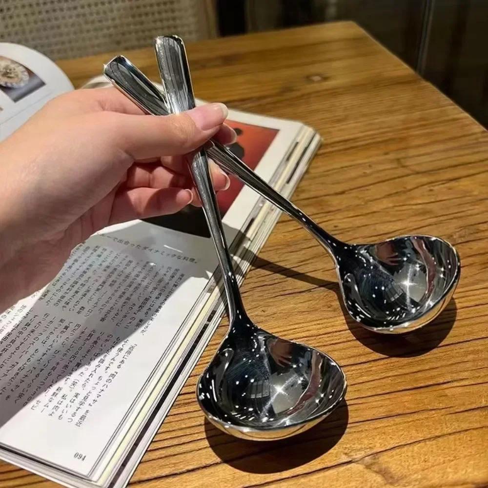 New Thicken Stainless Steel Spoon Long Handle Cooking Utensils Hot Pot Scoops Stainless Steel Soup Spoon Kitchen