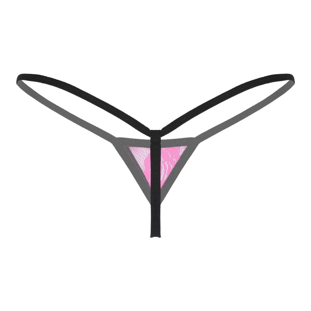 Womens See Through Lace Micro Thongs G-String Low Waist Elastic Waistband T-Back Lingerie Underwear
