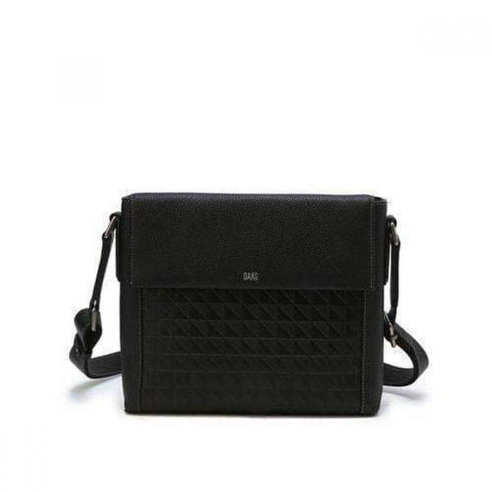 Daks Black Cowhide Crossbody Bag Grid Pattern Dbba3f263bk