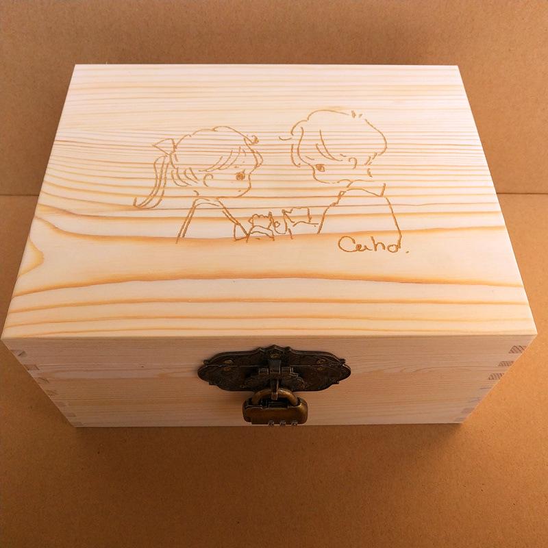 Vintage Solid Wood Rectangular Storage Box with Lid