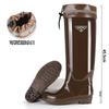 Rain shoes women's fashion rain boots new water shoes winter velvet thick sole non-slip waterproof long tube soft sole