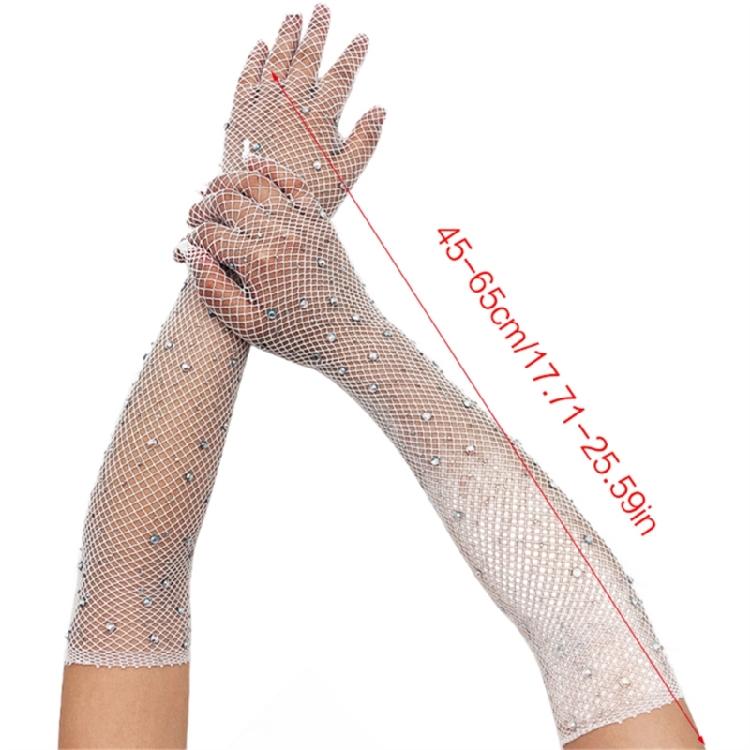 Strass-Langhandschuhe Fischernetz-Langhandschuhe Damen Netz-Langhandschuhe Tanzhandschuhe