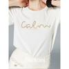 Blacknini Yin Huafu Less Is More Black and White Vertical Cut Chain Decoration round Neck T-shirt