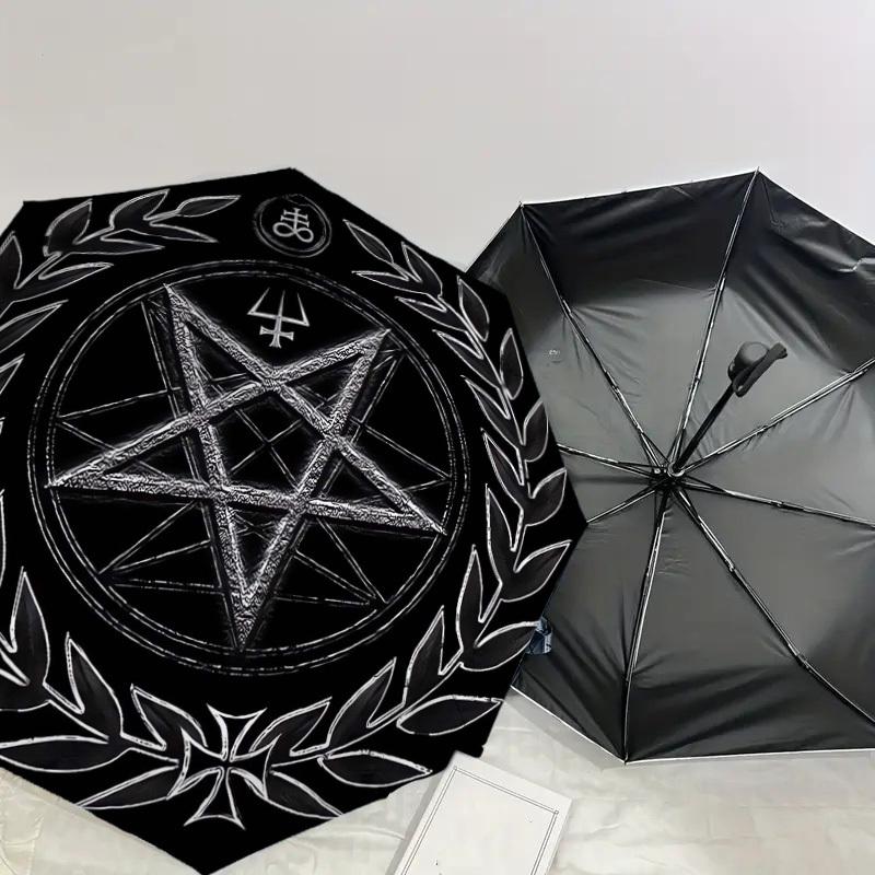 1pc Pentagram Seal of Solomon Umbrella with Plastic Handle,Suitable for All Seasons Home Travel Outdoor UmbrellaDD1713