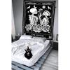 Onivein The Lovers Skull Tapestry Gothic Tapestry Vertical Black and White Skeleton Gothic Witch Sun Moon Floral Plant Snake Tapestries Wall Hanging