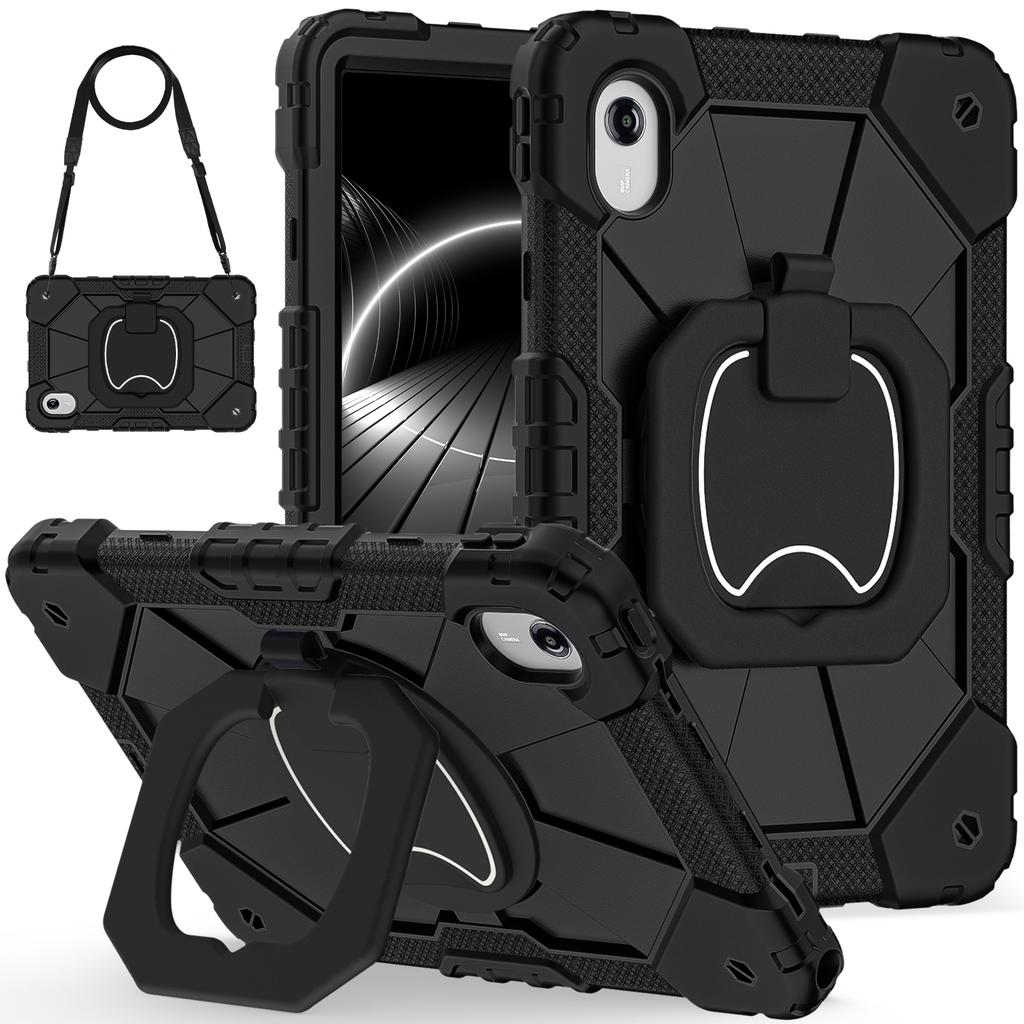For Lenovo Tab Idea 11/Xiaoxin Pad 2025 11inch 360 Rotating Stand Case Color-blocking with Handle and Pen Holder&Shoulder Belt