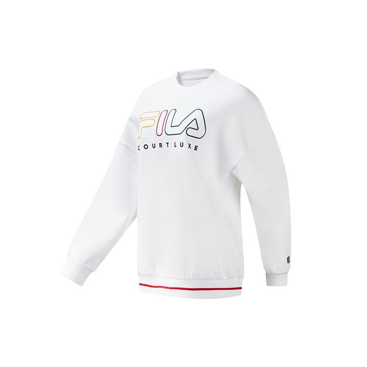 

FILA Athletics Color Logo Print Pullover Long Sleeve Sweatshirt Women sweatshirt Jade-White A11W113222F-WT L
