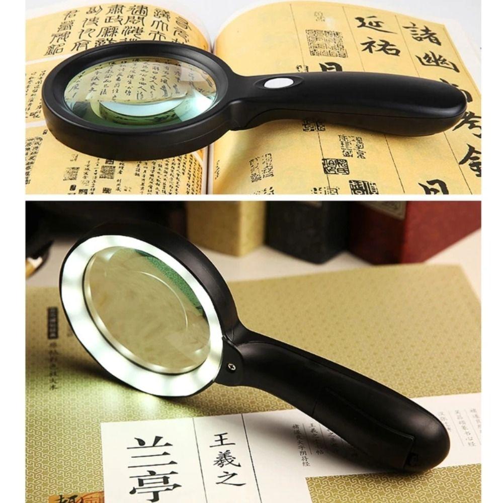 With 2 LED Light Hand Held Magnifying Glass Illuminated Magnifier  Jewelry Identification