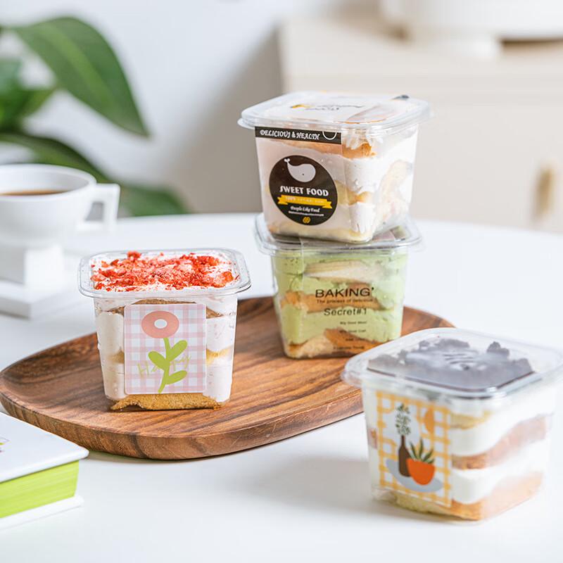 Прозрачные квадратные одноразовые коробки для тортов и десертов (50 шт.)