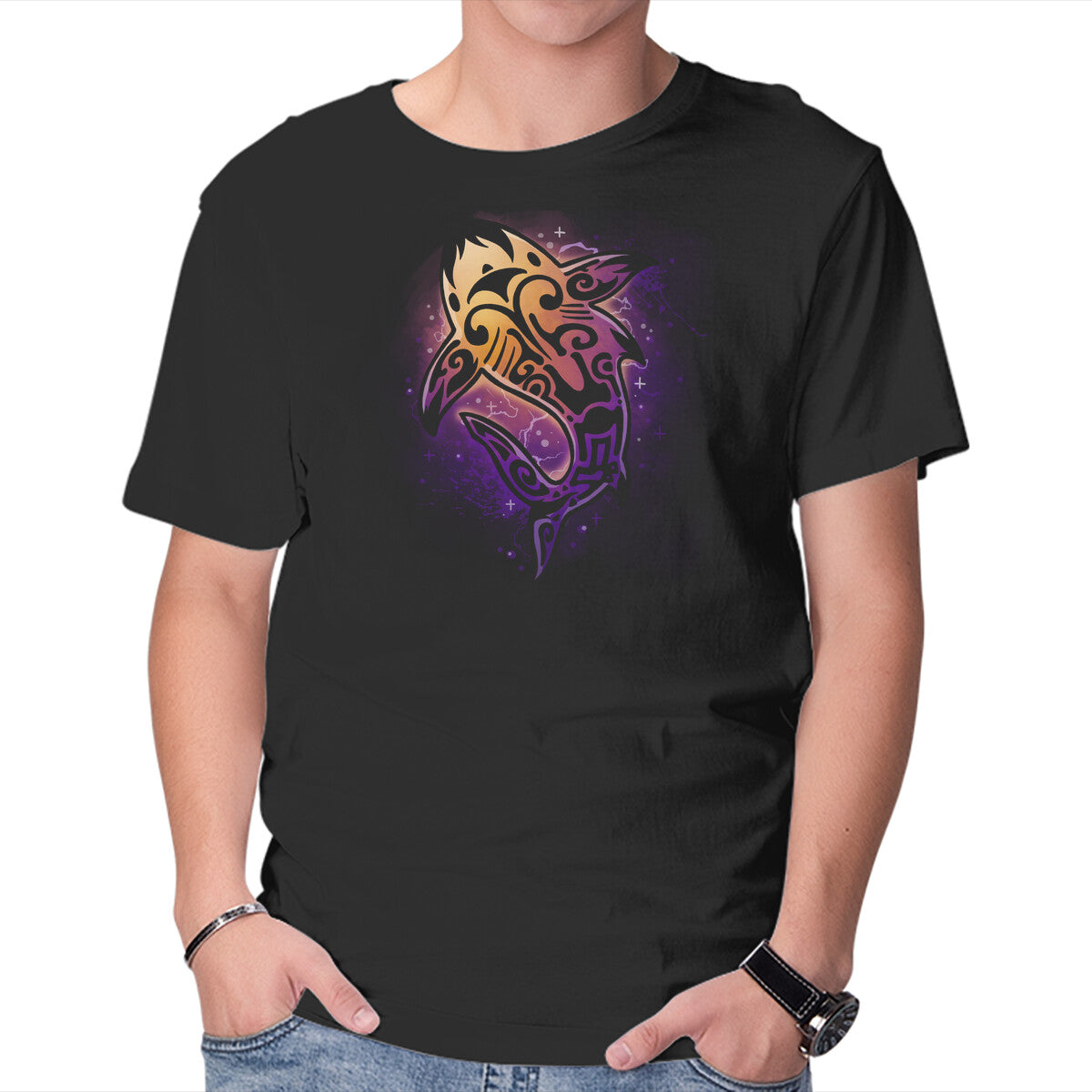 Unisex Crew Neck T-Shirt Shark Tattoo Graphic Short Sleeve Casual Tee XXL
