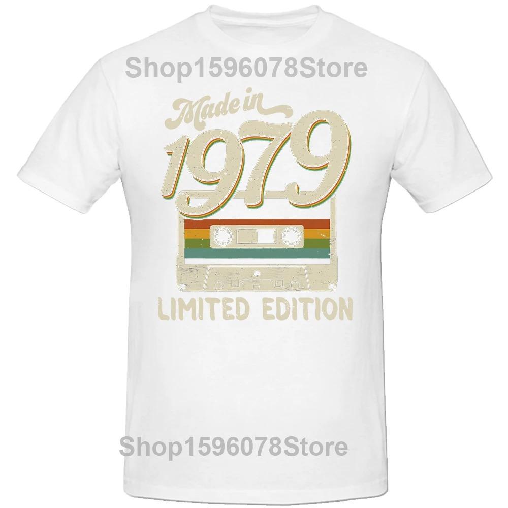Made in 1979 Limited Edition 45th Birthday Cassette Tape T Shirts Summer Graphic  Streetwear Short Sleeve T-shirt Men