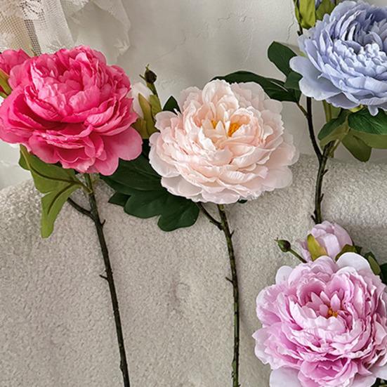 Artificial Peony Flower Faux Silk Peony Bouquet with 1 Bud Fake Floral Arrangement for Farmhouse Home Wedding Table Centerpiece