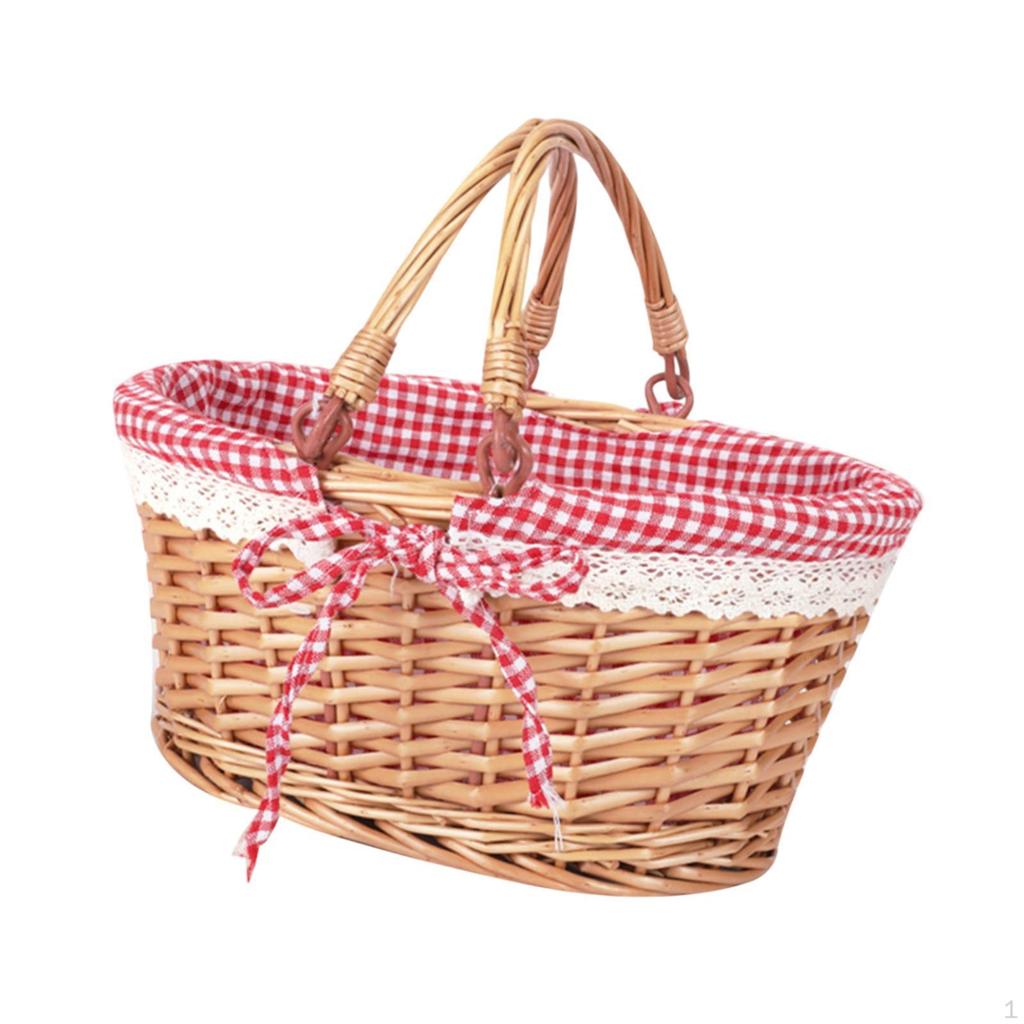 Hand Woven Storage Basket with Handle for Kitchen And Camping
