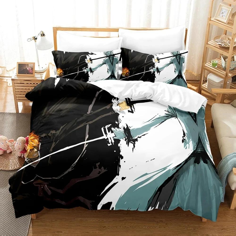 3D Print Anime Bleach Kurosaki Ichigo Bedding Set Double Twin King Duvet Cover Comforter Pillowcase Boys Girls Adults Bedroom