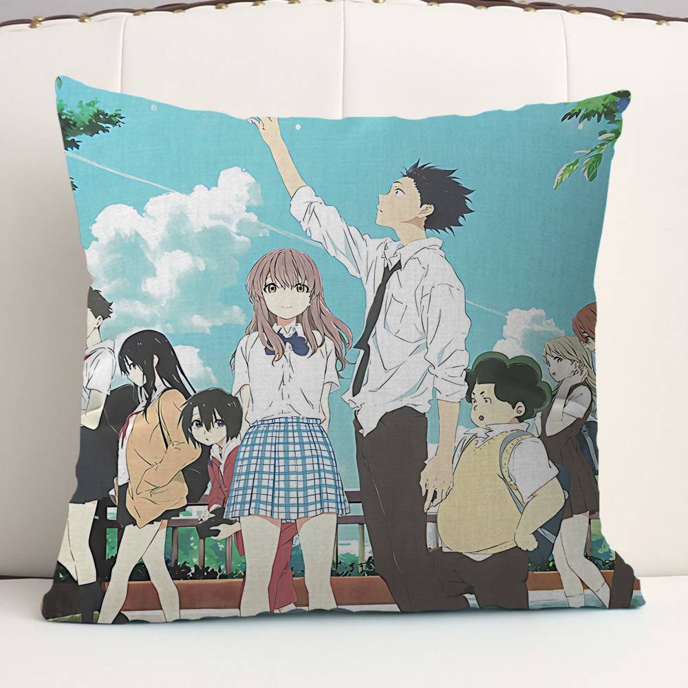A Silent Voice Anime Kissenbezug Auto Wurfkissenbezug für Sofa Auto Weihnachtsgeschenk 40x40cm 45x45cm