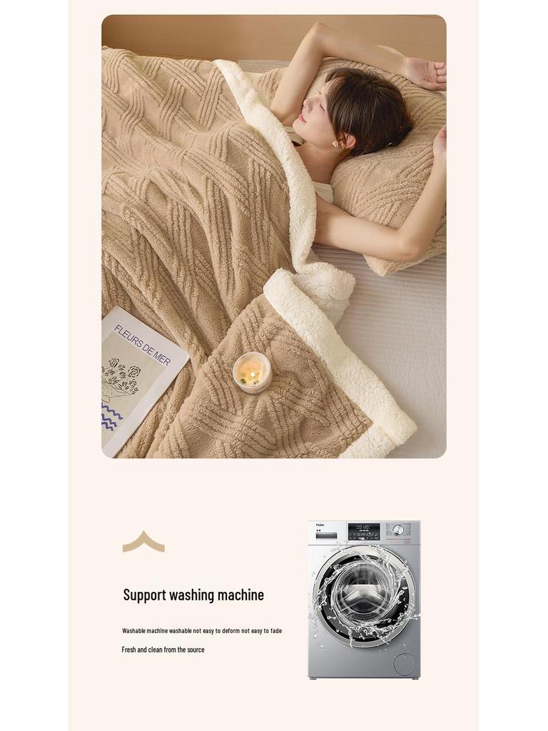 Gemütliche doppellagige Flanell- und Lammwoll-Decke für den Winter - Ideal für Sofa, Nickerchen oder Klimaanlagen-Nutzung
