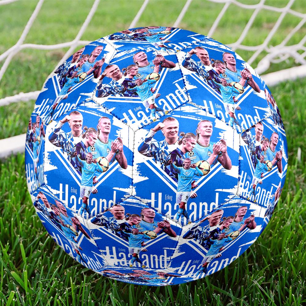 1pc Man City Haaland Celebration Size 5 Soccer Ball PVC Football Sports Matches Training Outdoor Games Beach Elastic Balls 07e119