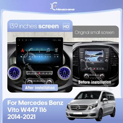 13,9 дюйма Для Mercedes Benz Vito W447 2014-2025 Автомобільний Мультимедійний Плеєр GPS Навігація Радіо Android12 8+256G CarPlay 4G 360Камера