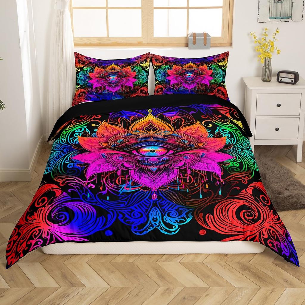 Erosebridal Sugar Skull Comforter Cover Set Skeleton Bones Duvet Cover,Gothic Moth Decor Bedding Sets Twin Magic Unicorn Rabbit Skulls Beddi