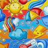 Royal Velvet Fabric Polyester For Sewing - Kawaii Weather Motif