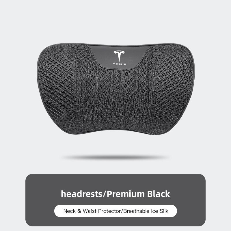 AAAID1 Car Seat Set Ice Silk Headrest Lumbar Cushion Auto Interior Key For Tesla Model X 3 Y S Cybertruck Coil Bonina Juguete Roadster