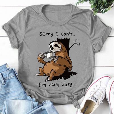 Lenistwo Przepraszam, że nie mogę, jestem bardzo zajęty T-shirty z nadrukiem dla kobiet Lato z krótkim rękawem i okrągłym dekoltem Śliczny T-shirt Kreatywne spersonalizowane topy