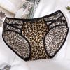 Women Bownot Transparent Low waist Leopard Panties Lace Thongs Briefs Underwear