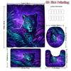 4Pcs Jungle Leopard Shower Curtain Set with Non-Slip Bath Mat, Toilet Lid Cover, Contour Rug & 12 Hooks, Bathroom Decor