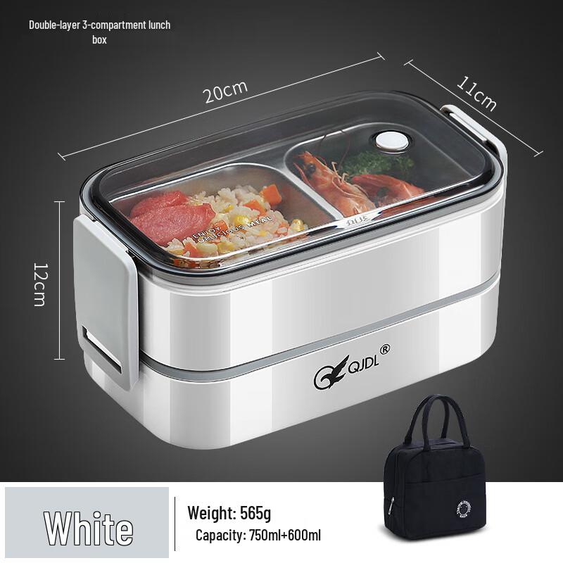 JIN MING LI 304 Stainless Steel 3-Compartment Bento Box