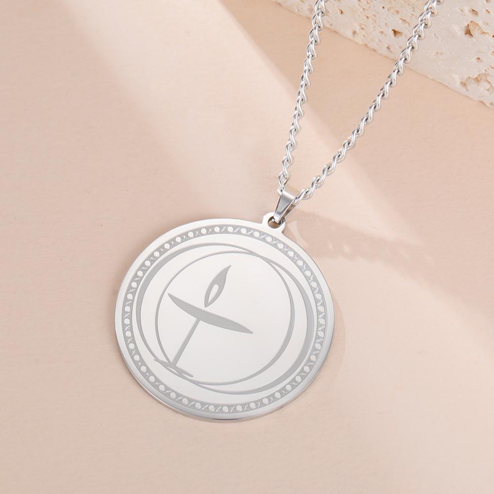 Dawapara Unitarian Universalist Chalice Necklace for Men Women Flame Symbol Talisman Pendant Stainless Steel Jewelry