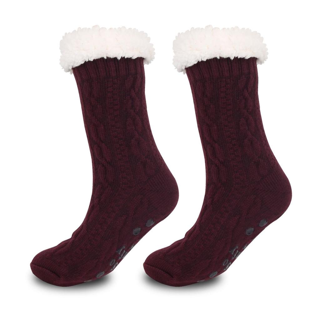 Unisex Non-slip Mid-calf Floor Socks: Thick Plus Velvet, Warm for Autumn/Winter