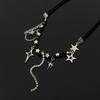 New Diablo tetragonal leather beaded splicing necklace girls trend hot girl sweet cool temperament accessories